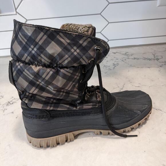 STORM Creek by Cougar Plaid Sherpa Winter Boots Fold Over Lace Up Women's Size 7 - Picture 10 of 11